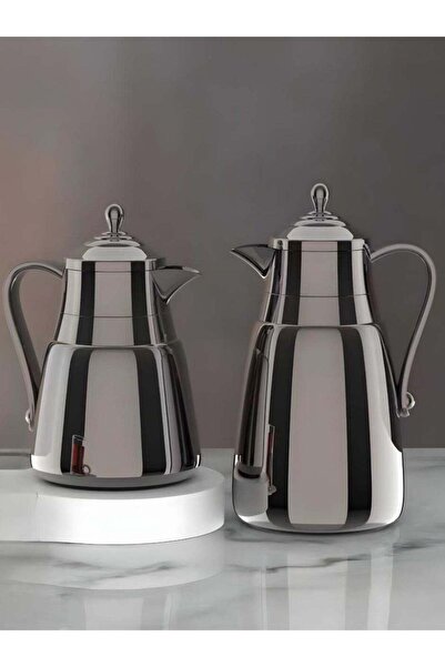 REFAN Luxury Silver Stainless Steel Dallah – 1 L & 0.5 L