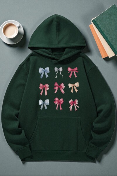 uyguntarz Unisex Colorful Ribbon Printed Hooded Sweatshirt