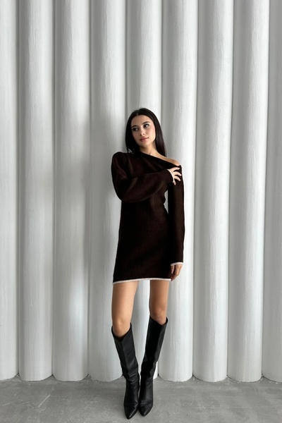 Auroveen Basic Tek Omuz Triko Mini Elbise AV2025116