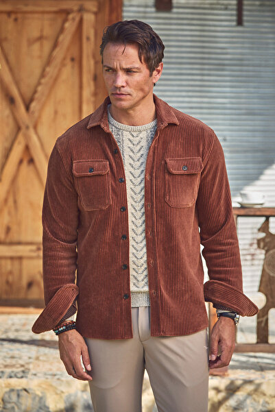 SMILE Gunnar Tile Cotton Velvet Outer Shirt