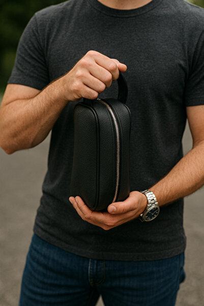 Nova Premium Black Leather Men's Handbag