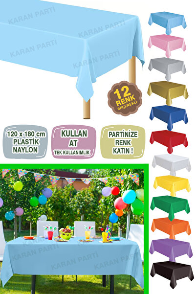 karanca parti süs Mavi Plastik Masa Örtüsü 120x180 cm Tek Kullanımlık Parti K...