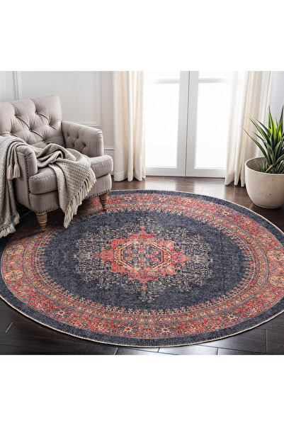 BigArts Home Vintage Desenli Salon Halısı, Dokuma Taban Dekoratif Şönil Halı