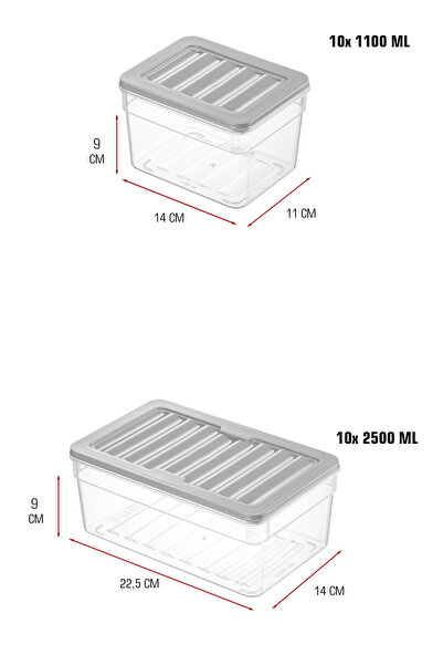 FİTHOME Set of 20 Deep Storage Containers 10X2500 ml 10X1100 ml – Bpa-Free Leak-Proof Microwave Compatible