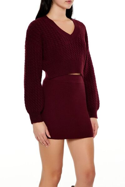 Forever 21 Örgü Desenli Crop Kazak