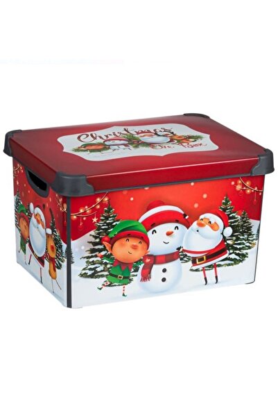 Christmas Plastic Storage Box with Lid, Santa Claus / Snowman / Dwarf Model, 20L