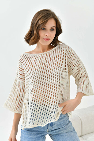 Park Karon Γυναικείο πλεκτό πουλόβερ με λαιμόκοψη oversized