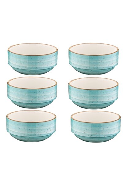 Bonna Set of 6 Aqua porcelain stackable bowls 6cm 30ml for sauce