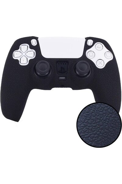eWINNER Leather Texture Soft Silicone Case for Sony PlayStation 5 DualSense Controller (Black)