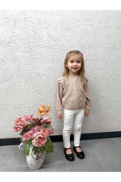 Gocoland Patterned Knit Design Ruffle Detail on the Shoulder Knitwear Cardigan