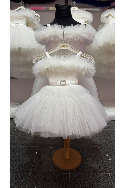 tuha kids design فستان سهرة للأطفال مزين بفيونكة لامعة من ديجاجي، مناسب للأعم...