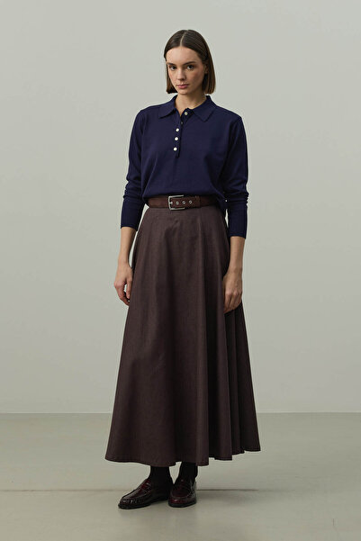 Fahhar Long Sleeve Polo Neck Knitwear Navy Blue