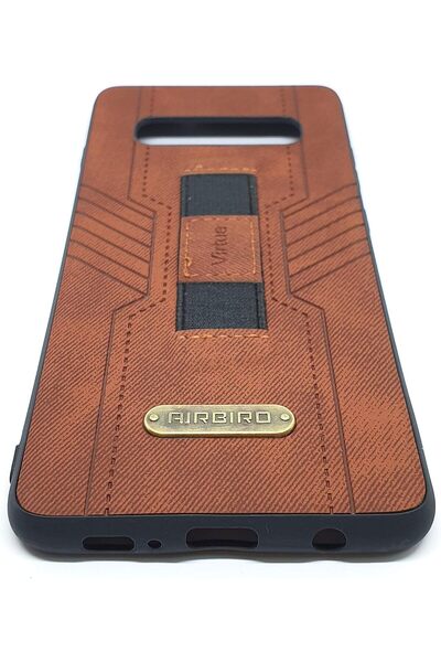 Generic Samsung Galaxy S10 Leatherette Protective Back Cover with Grip by AirBird - Brown, Synthetic Leather
