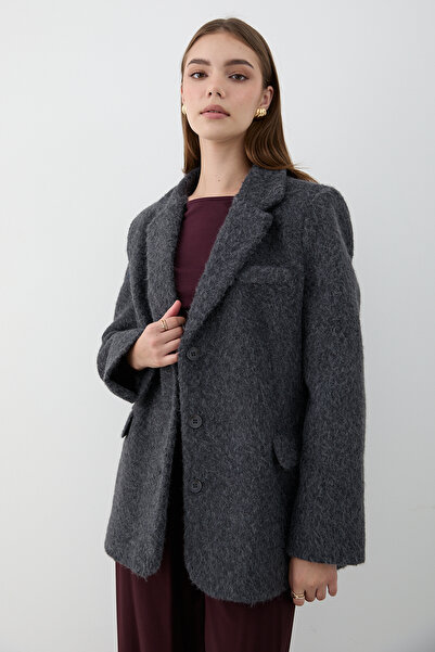 JASTE Women's Buttoned Belted Cashmere Jacket