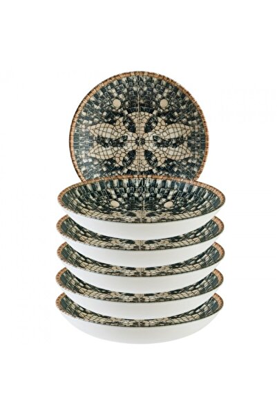 Bonna Set of 6 porcelain deep plates MESOPOTAMIA MOSAIC BLACK 23cm, 1000ml