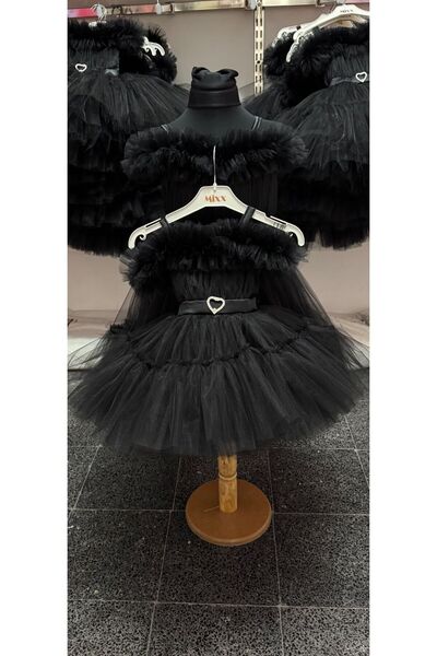 tuha kids design فستان سهرة للأطفال مزين بفيونكة لامعة من ديجاجي، مناسب للأعم...