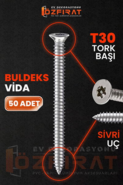 ÖZFIRAT PVC YAPI Buldex (Buldeks) Beton Vidası 7.5x80mm – Sivri Uçlu, Dübelsi...