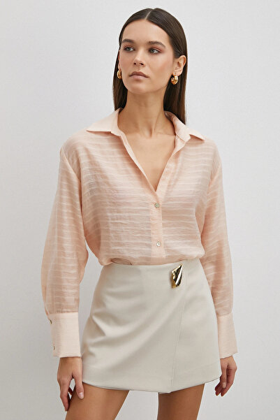 Never more Embossed Striped Shirt Powder