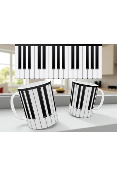 ALPŞAN TİCARET Piyano Baskılı Kupa Bardak Müzik Öğretmenine Hediye Kupa Barda...