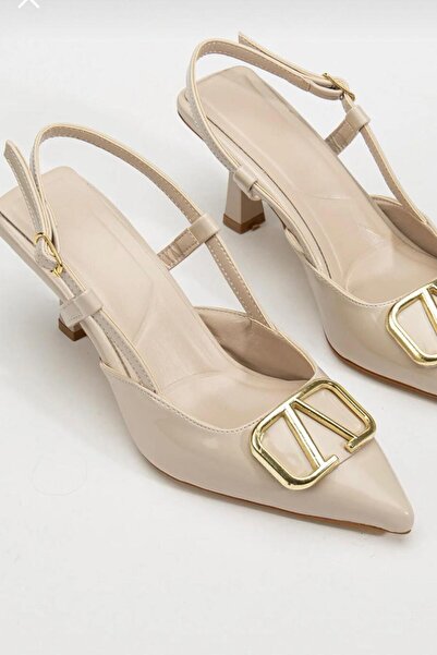 yezy shoes Short Heeled Buckle Detailed Women's Stiletto Heeled Shoes