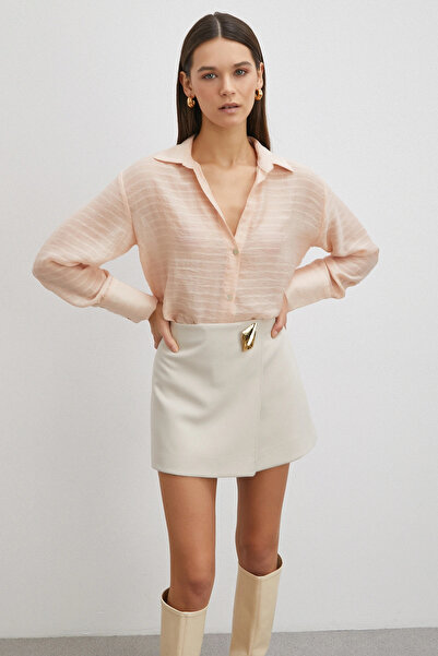 Never more Embossed Striped Shirt Powder