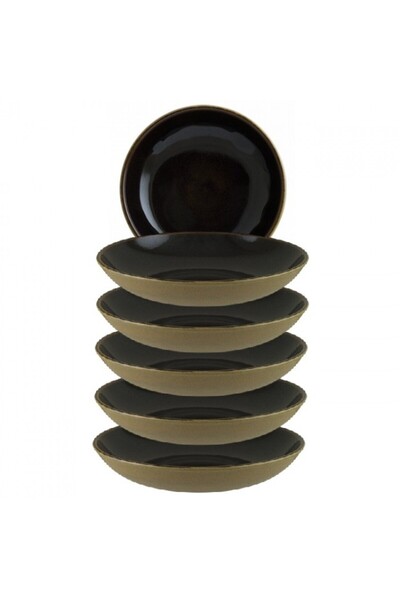 Bonna Set of 6 deep porcelain plates SPHERE SOIL 23cm, 1000ml