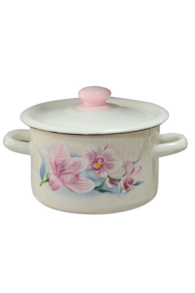 Raki Enamel pot LILAC ORCHID 2L with lid, carbon steel
