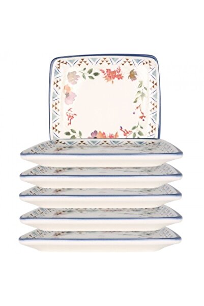 Bonna Set 6 farfurii patrate Spring din portelan 22x20cm