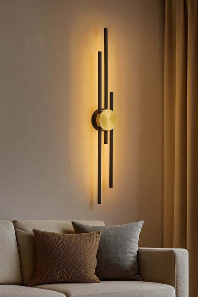 Generic Gold and Black Wall Sconce – 3 Lights – Height 90 cm × Width 10 cm