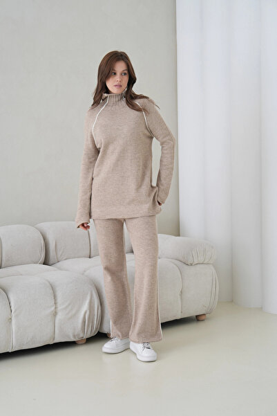 Park Karon Women's Turtleneck Sweater Pants Two-Piece Knitwear Set