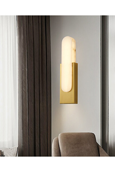 Apliqa Lunelle Eskitme Mermer Desenli Modern Salon Led Aplik
