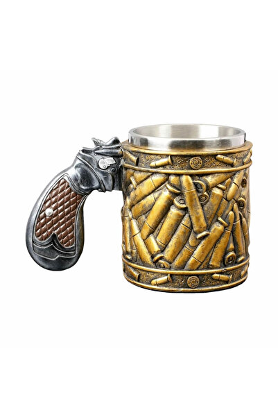 Partenya Premium Paslanmaz Çelik İç Hazneli Mermi Görünümlü Bira Kupası – Mer...