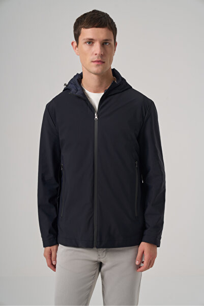 Morven Men's Navy Blue Trend Double-Sided Hooded Coat
