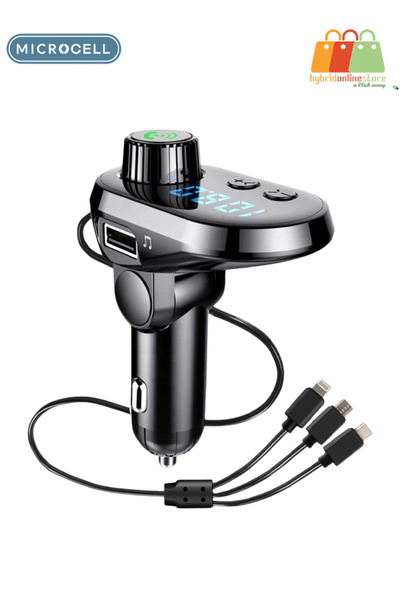 Microcell مشغل MP3 بتقنية البلوتوث CAR Q15 وجهاز إرسال FM مع منفذ USB مزدوج و...