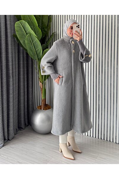 Molly Nelly Women's Feather Angora Long Coat