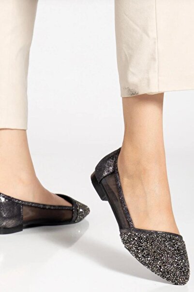 yezy shoes Stone Detailed Mesh Women's Casual Shoes Comfortable Ballet Flats