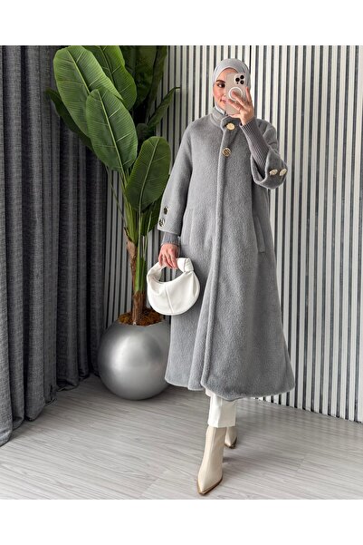 Molly Nelly Women's Feather Angora Long Coat