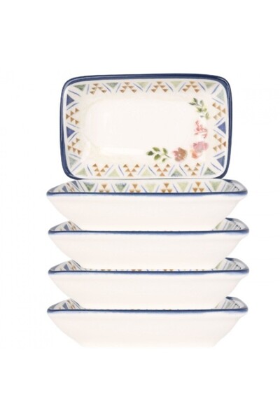 Bonna Set of 6 rectangular Spring porcelain plates 15x9cm