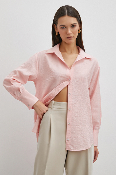 Never more Viscose Cotton Shirt Pink