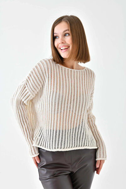 Park Karon Pulover de tricotat supradimensionat cu guler lat pentru femei