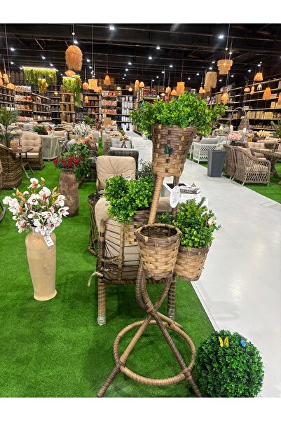 Ekodoğa Çiçeklik Saksılık Rattan Dekoratif Saksılık 4 lü