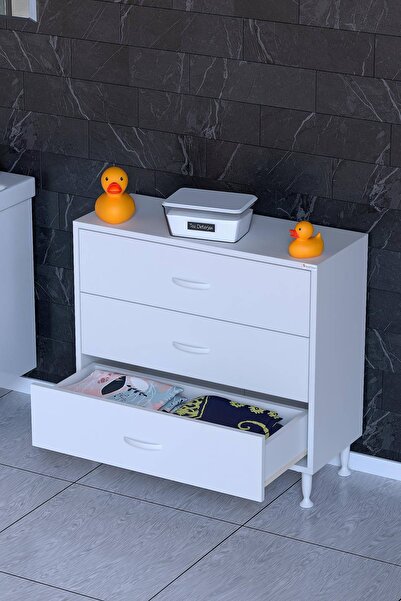 Lina Vella Home Rolen 3'lü 75 cm Çekmeceli Banyo Dolabı