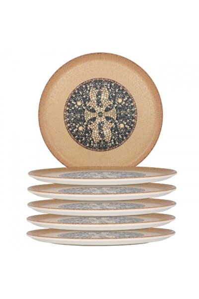 Bonna Set of 6 porcelain pizza plates MESOPOTAMIA MOSAIC Wood 32cm