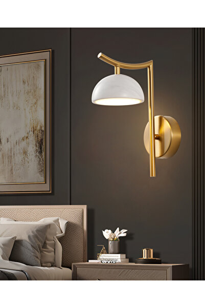 Apliqa Caelis Mermer Desenli Traverten Modern Salon Led Aplik