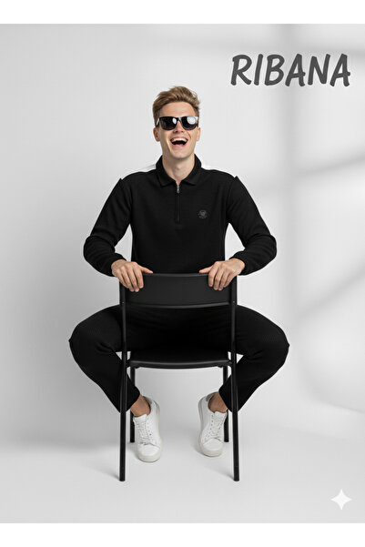 ribana Unisex Printed Pocket Elastic Waist Zippered Shirt Collar Bottom-Top 2-Piece Set