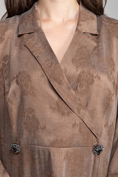 GUMANIZE Women's Shirt Collar Jacquard Cupro Dress