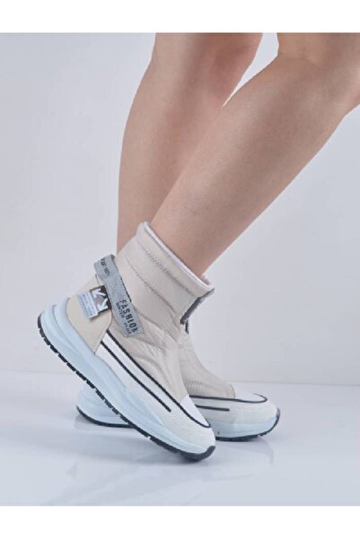 Şanslı Ayakkabıcılık Bej Fermuarlı Kışlık Spor Bot