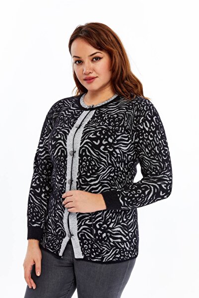 Laden Knitwear Large Size Women's Winter Bearded Soft Mother Cardigan