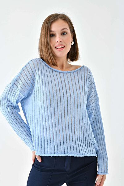 Park Karon Women's Boat Neck Knit Detail Casual Knitwear Sweater