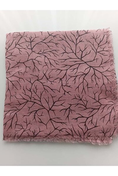 Bezm-i Has Tree Patterned Flared Muslin Writing Hijab Cotton Writing Scarf 100X100Cm